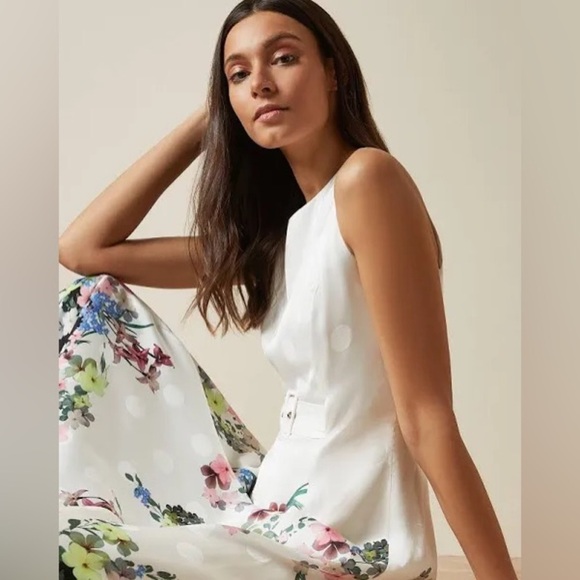 Ted Baker Floral Midi Dress - White and Black - Picture 4 of 16